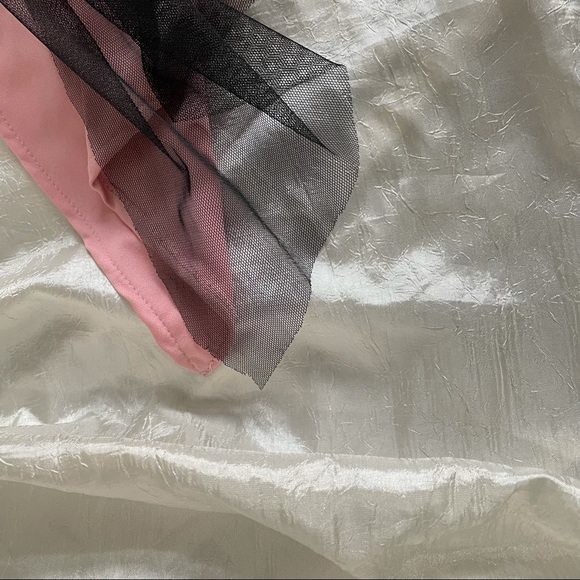 Pink and black one-shoulder asymmetrical formal dress with slit - Picture 12 of 15